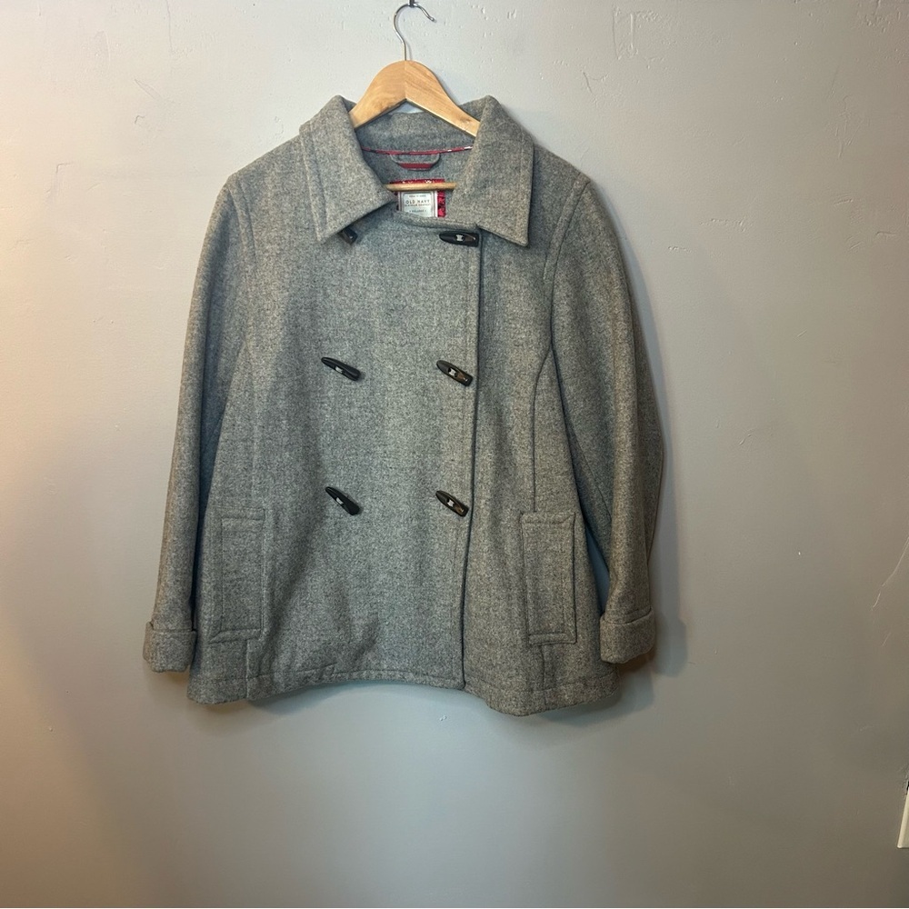 Old Navy Wool Jacket Coat Heavy Gray Y2K XXL NWOT 2007 Preppy Minimalist